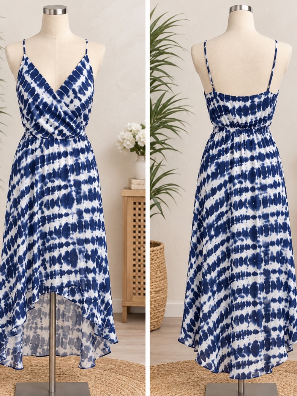 Haute Hippie blue and white tie-dye 100% silk size L